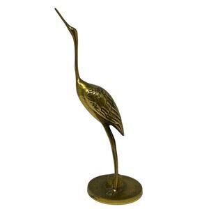 Mid Century Modern MCM brass crane vintage home decor 12”